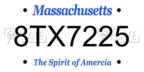 8TX7225 Massachusetts License Plate