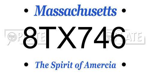8TX746 Massachusetts License Plate