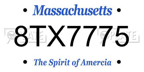 8TX7775 Massachusetts License Plate