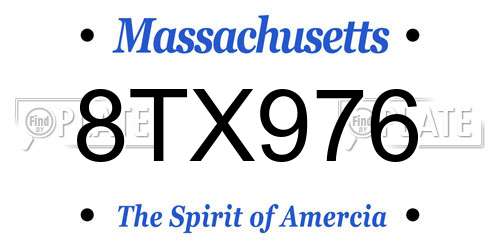 8TX976 Massachusetts License Plate