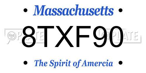 8TXF90 Massachusetts License Plate
