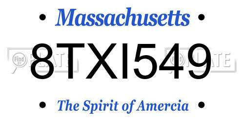 8TXI549 Massachusetts License Plate