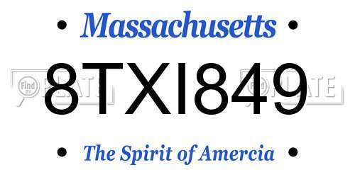 8TXI849 Massachusetts License Plate