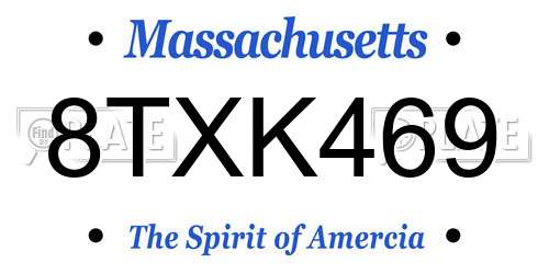 8TXK469 Massachusetts License Plate