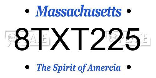 8TXT225 Massachusetts License Plate