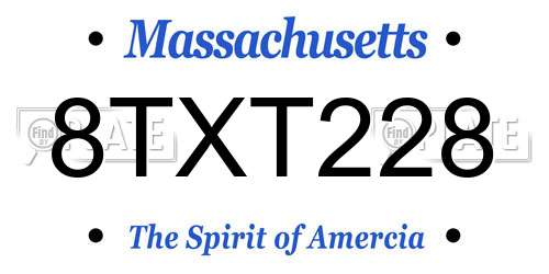 8TXT228 Massachusetts License Plate