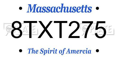 8TXT275 Massachusetts License Plate