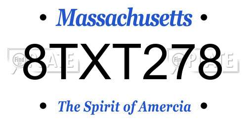 8TXT278 Massachusetts License Plate