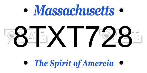 8TXT728 Massachusetts License Plate