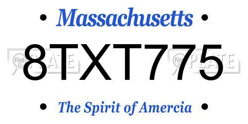 8TXT775 Massachusetts License Plate