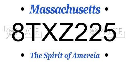 8TXZ225 Massachusetts License Plate