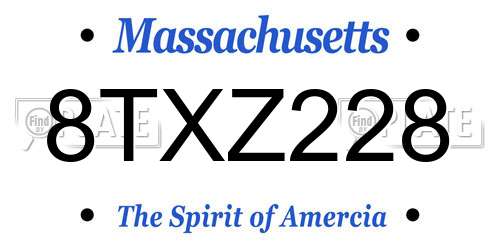 8TXZ228 Massachusetts License Plate