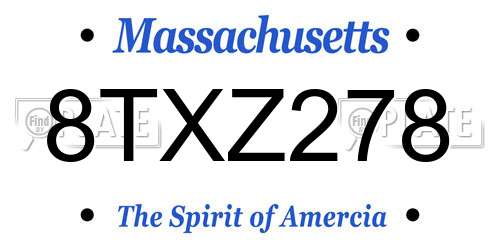 8TXZ278 Massachusetts License Plate