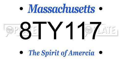 8TY117 Massachusetts License Plate