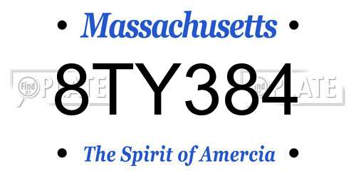 8TY384 Massachusetts License Plate