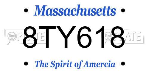 8TY618 Massachusetts License Plate