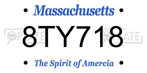 8TY718 Massachusetts License Plate