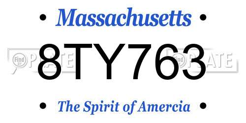 8TY763 Massachusetts License Plate