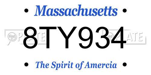 8TY934 Massachusetts License Plate