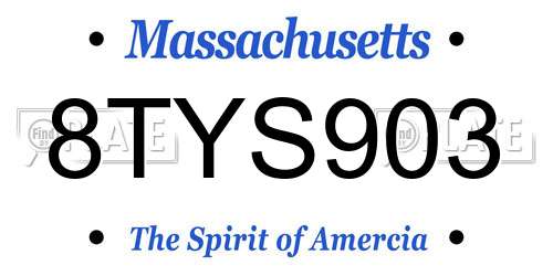 8TYS903 Massachusetts License Plate