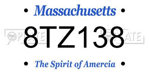 8TZ138 Massachusetts License Plate