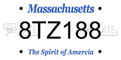 8TZ188 Massachusetts License Plate