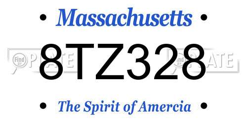 8TZ328 Massachusetts License Plate
