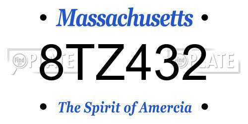 8TZ432 Massachusetts License Plate
