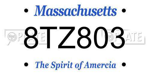8TZ803 Massachusetts License Plate