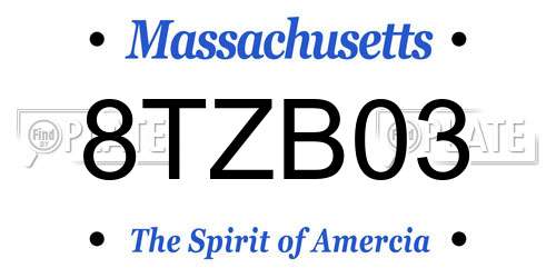 8TZB03 Massachusetts License Plate