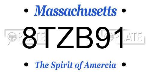 8TZB91 Massachusetts License Plate