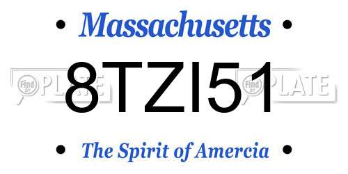 8TZI51 Massachusetts License Plate