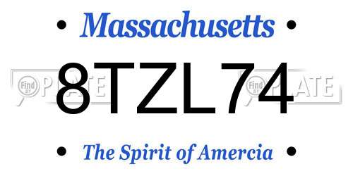 8TZL74 Massachusetts License Plate