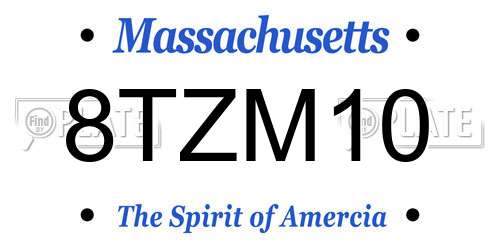 8TZM10 Massachusetts License Plate