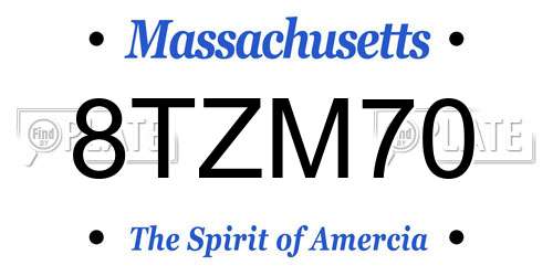 8TZM70 Massachusetts License Plate