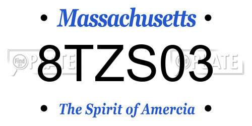 8TZS03 Massachusetts License Plate