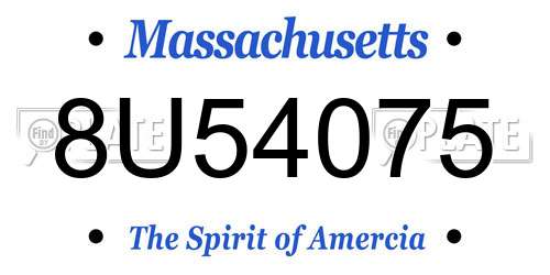 8U54075 Massachusetts License Plate