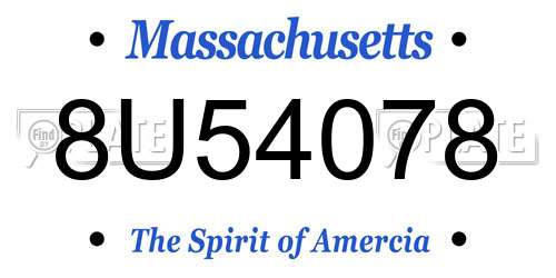 8U54078 Massachusetts License Plate