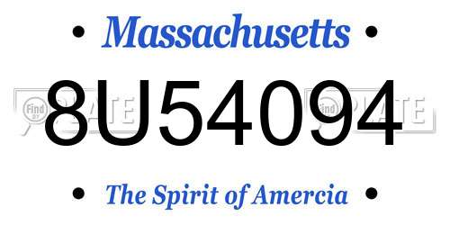 8U54094 Massachusetts License Plate