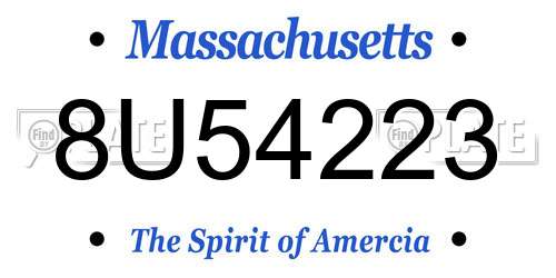 8U54223 Massachusetts License Plate