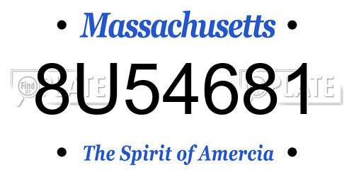 8U54681 Massachusetts License Plate