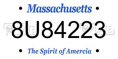8U84223 Massachusetts License Plate