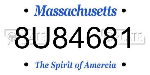 8U84681 Massachusetts License Plate