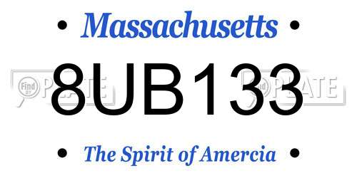 8UB133 Massachusetts License Plate