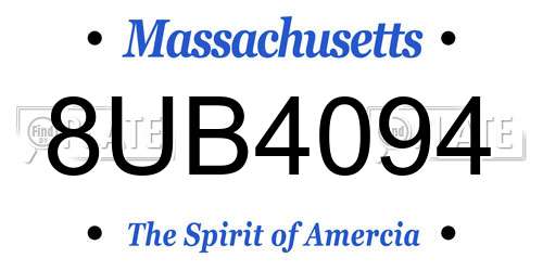 8UB4094 Massachusetts License Plate