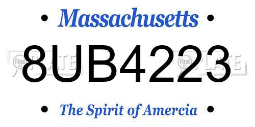 8UB4223 Massachusetts License Plate