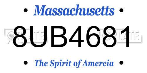 8UB4681 Massachusetts License Plate