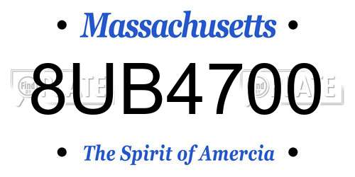 8UB4700 Massachusetts License Plate