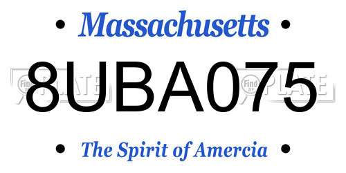 8UBA075 Massachusetts License Plate