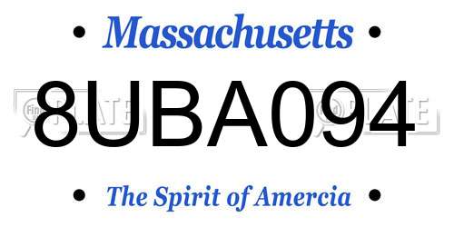 8UBA094 Massachusetts License Plate